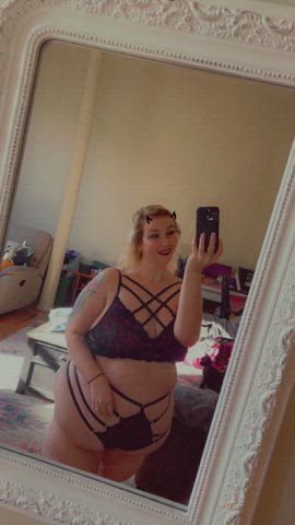 bbw blonde boobs lingerie pawg ssbbw tease thick belly gif