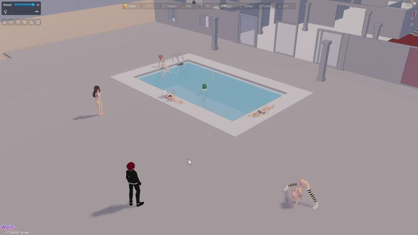 3D Anime Swimming Pool gif