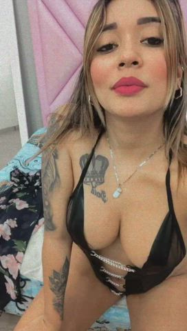 Blonde Boobs Kiss Latina Natural Tits Tattoo Tits gif