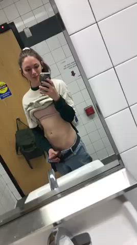 bathroom girl dick trans woman gif