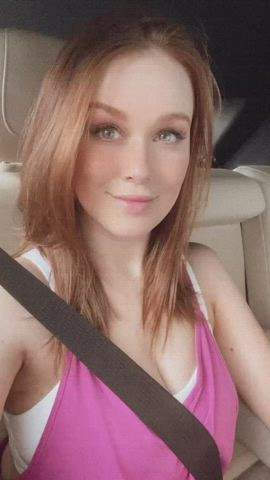 Cleavage Redhead Smile gif