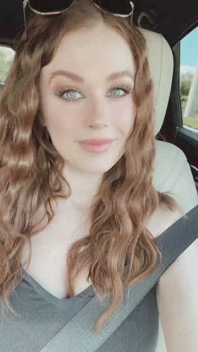 Car Cleavage Redhead gif