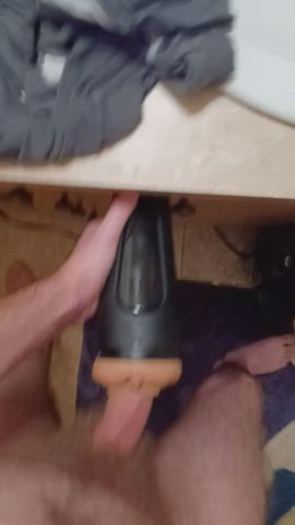 cock cum cumshot fleshlight hairy male masturbation moaning sex toy solo gif