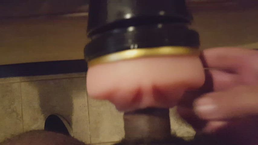 Triple cumshot with a hollow plug and Fleshlight