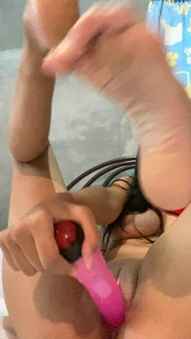 amateur babe cute dildo feet feet fetish homemade latina masturbating pussy gif