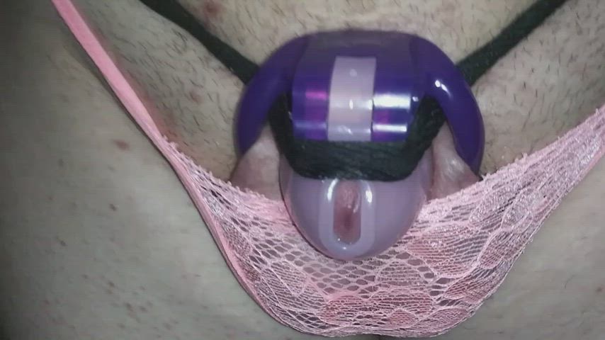 big ass chastity cumshot hands free sissy gif