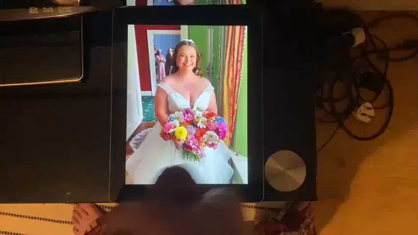 big tits bride british brunette cleavage cumshot tribute wedding gif