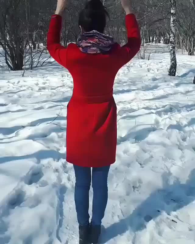 Dark hair in snow