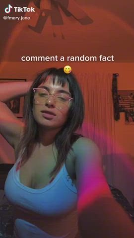 Cleavage Glasses Spit Tease TikTok Tongue Fetish gif