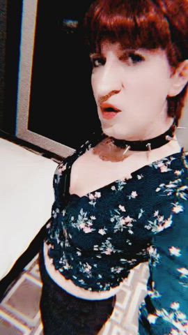 crossdressing redhead sissy tits trans gif