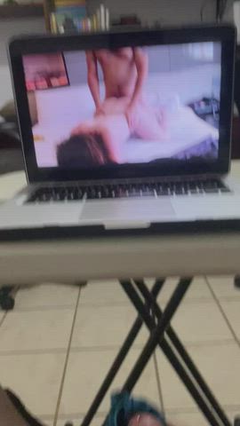 Masturbating and cumming with my gf’s bra while watching our sextapes