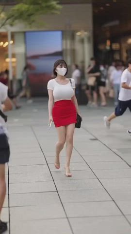 asian big tits compilation cute dress high heels pretty sfw tight gif