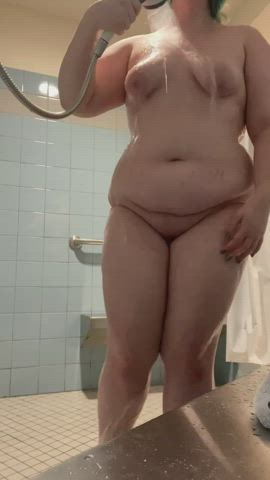 18 Years Old Chubby College Curvy Dildo Exhibitionist Naked Public Pussy Shower Wet