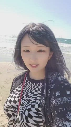 asian beach cute korean model gif