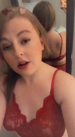 Ass Blonde Cute Lingerie Mirror Redhead Thick White Girl gif