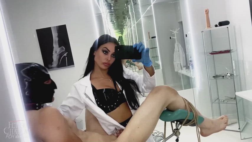 cbt dominatrix femdom medical sounding gif