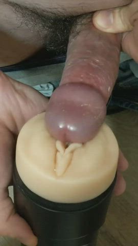 The Fleshlight clit on my frenulum edges out my load