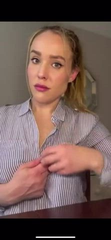 blonde flashing office tits titty drop white girl gif