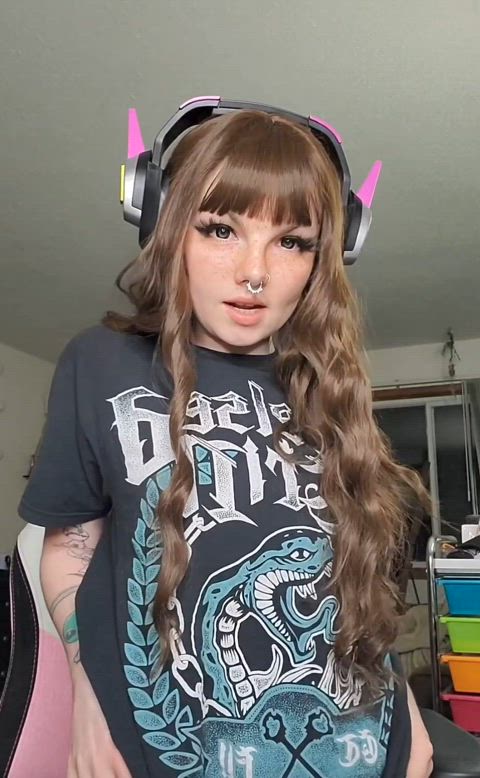 cosplay gamer girl petite skinny tease gif