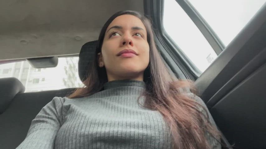 brunette latina public sensual solo taxi gif