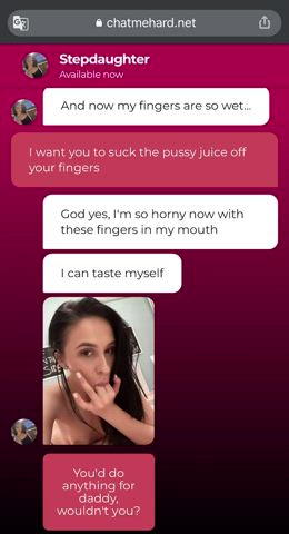 Naughty stepdaughter tastes her own pussy juice while texting