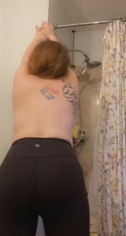 Bathroom Redhead Yoga Pants gif