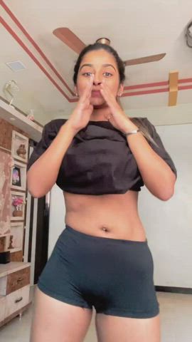 Belly Button Bhabi Brown Eyes Camel Toe Dancing Indian Teen TikTok gif