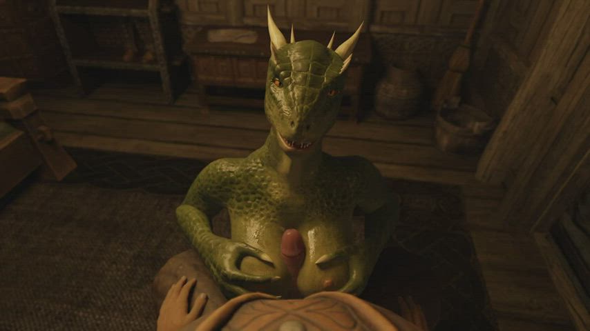 Argonian titjob by threedeedude