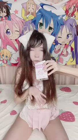 Ahegao Cum Cute Kawaii Girl PetPlay gif