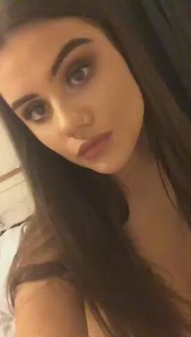 brunette heels high heels lipstick masturbating solo thick thighs gif