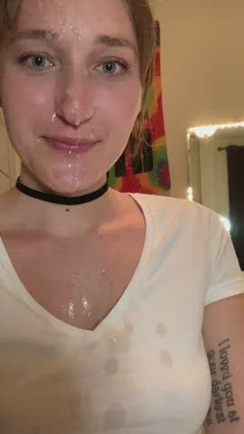 Cumshot Exhibitionism Facial gif