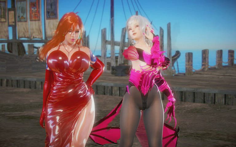 3D Animation Big Tits Bouncing Tits Cosplay Costume Dancing Redhead Thick gif