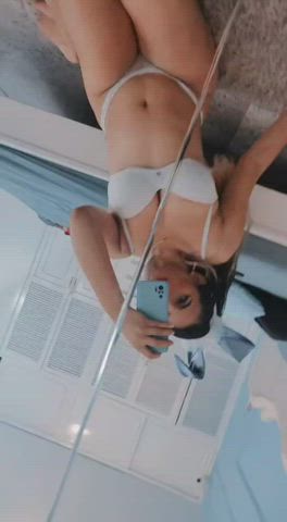 Big Tits Colombian Costume Latina Lingerie Mirror Thick Tongue Fetish gif