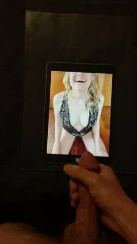 babe blonde cumshot lingerie gif