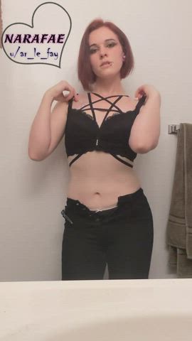 Alt Chubby Curvy Goth Pale Small Tits Striptease Thick gif