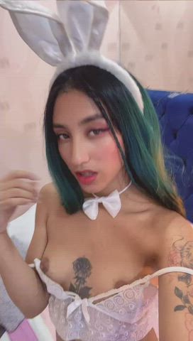 Ass Bunny Long Hair Piercing Skinny Step-Daughter Tattoo Tight Ass Tight Pussy gif