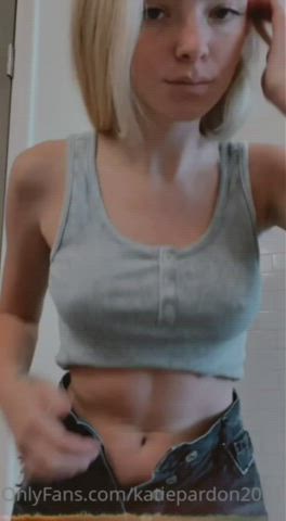 18 Years Old Amateur Blonde Homemade OnlyFans Pierced Teen Tits gif