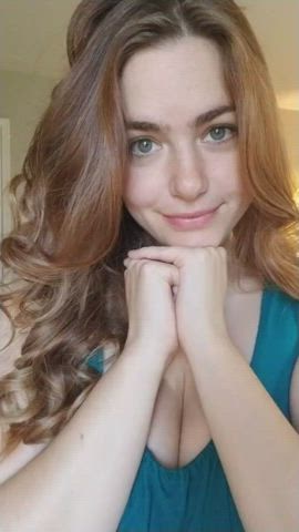 Big Tits Blue Eyes Cute Eye Contact Natural Tits Redhead gif