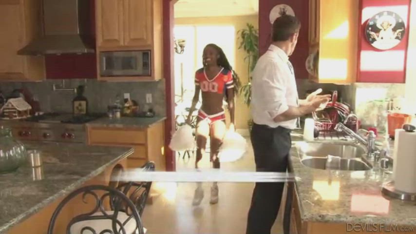 Blowjob Cheerleader Ebony Sex gif