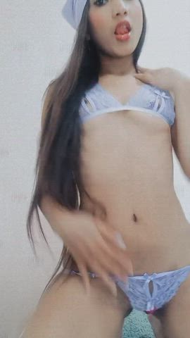 Dildo Latina Lingerie Long Hair Nipples Sensual Skinny Small Tits gif