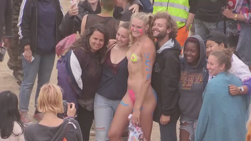 ass blonde nudist public gif