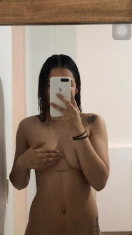 boobs latina mirror selfie sexy tits topless gif