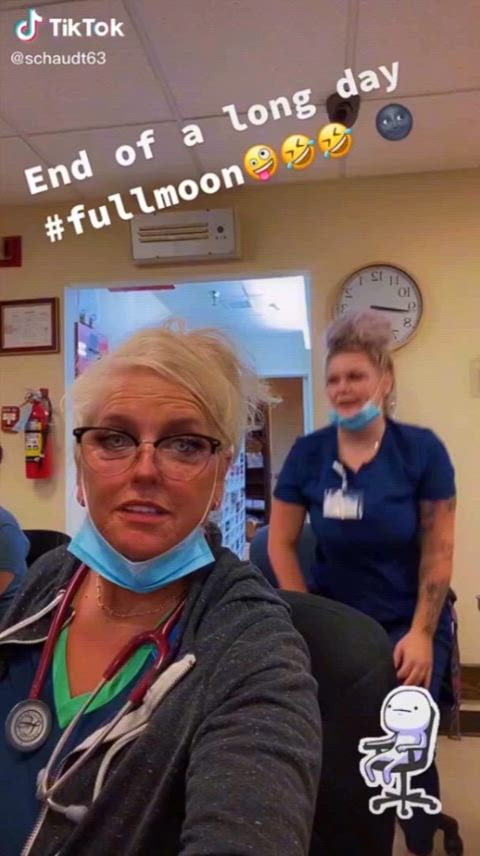 this cougar nurse lets her younger coworker make all of the dirty old man patients