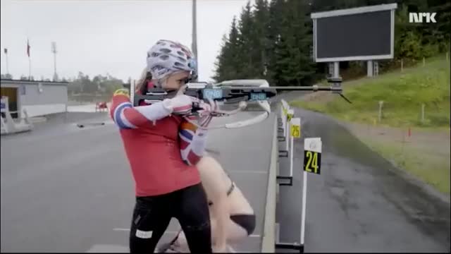 Training to remained focused during the biathlon.