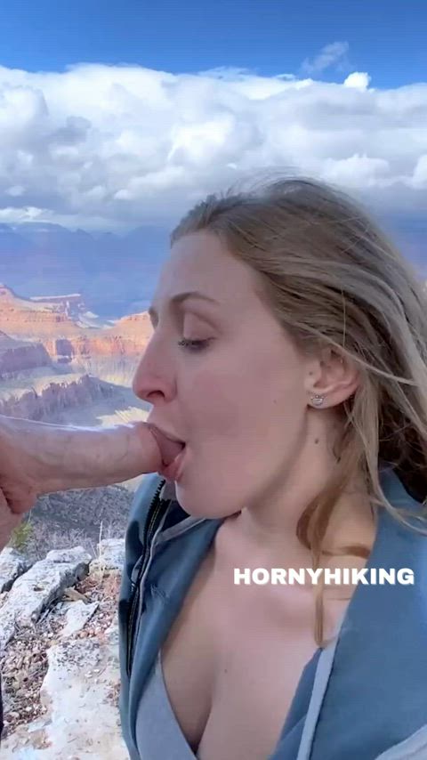 amateur blowjob deepthroat outdoor pov real couple r/fuckoutdoors gif