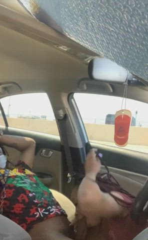 Freak made him cum in the car. Mega link in the comments.