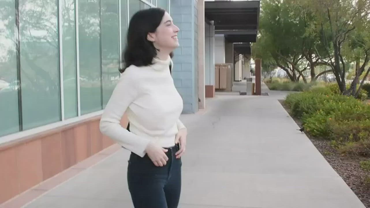 Busty Public Titty Drop gif