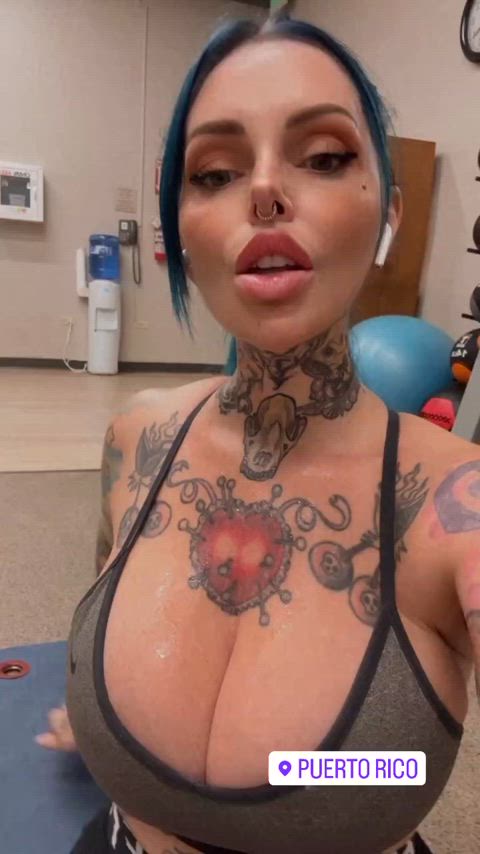 boobs cleavage fake boobs italian sports bra tattoo tattooed lips-and-tongue gif