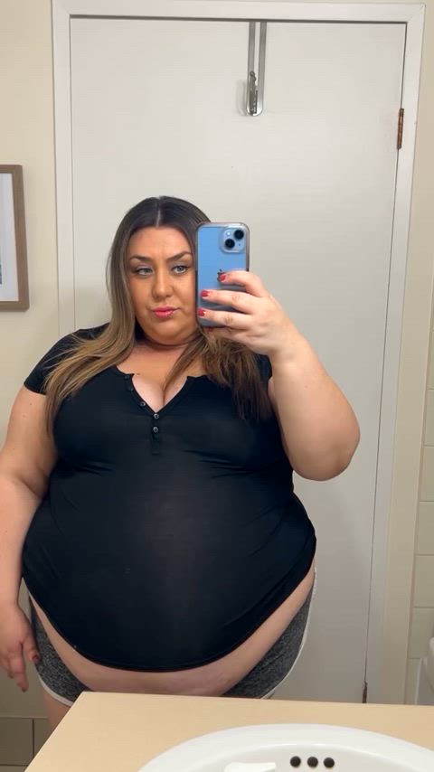 bbw brunette feedee ssbbw belly gif