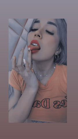Camgirl Curvy Latina Licking Model Seduction Sucking Tattoo Webcam gif